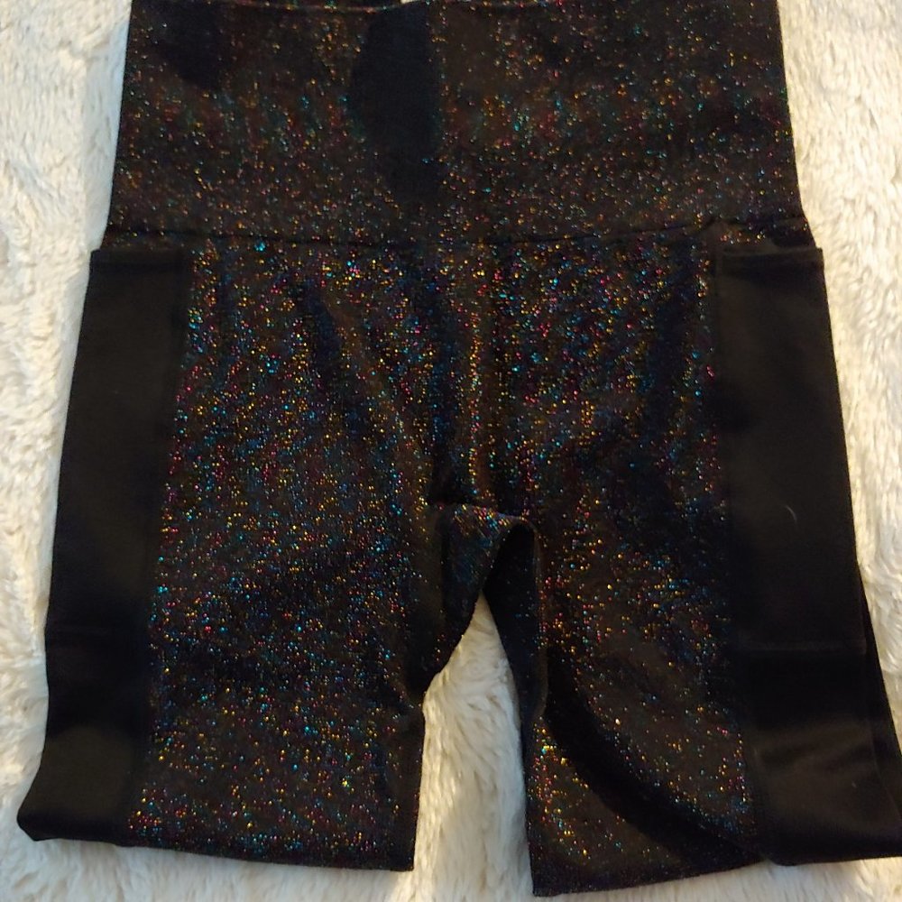 Victoria's Secret PINK black w/multi color metallic glitter leggings NWOT sz SP - Picture 6 of 8